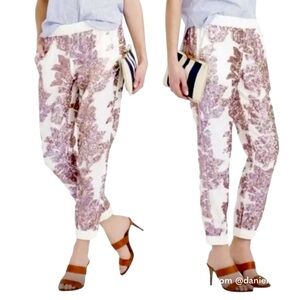 J. Crew Cream Linen with Pink Iridescent Sequins "Seaside" Jogger Pant 2